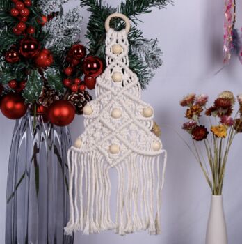 White Cotton Handmade Christmas Tree Festive Decoration For Window, 7 of 7