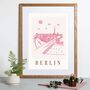 Berlin Germany Pink Skyline Cityscape Scene Art Print, thumbnail 1 of 2