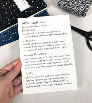 Funny Best Man Definitions A5 Card, 4 of 11