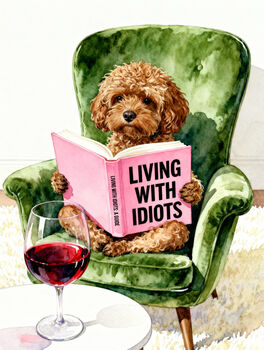 Your Own Dog Reading Book Wall Art Print, Customise Colours And Book Title, 3 of 12