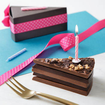 Birthday Chocolate Cake Slice Complete With Candle, 2 of 7