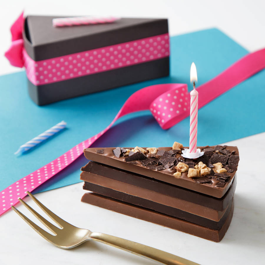 Birthday Chocolate Cake Slice Complete With Candle By ...