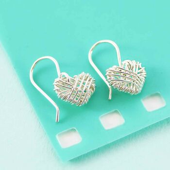 Woven Heart Silver Stud Earrings, 6 of 10