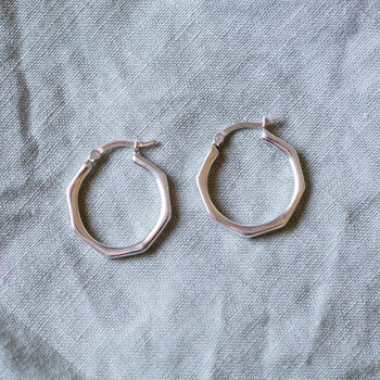 Contemporary Sterling Silver Hoop Earrings, 3 of 4