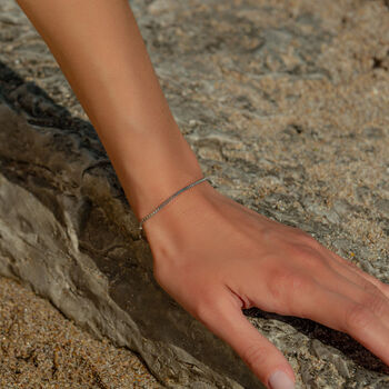 Tiny Cubicle Silver Chain Bracelet, 7 of 7