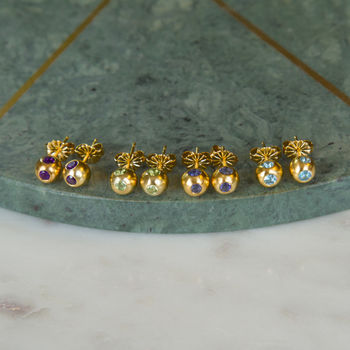 Gold Gemset Orb Earrings, 2 of 8