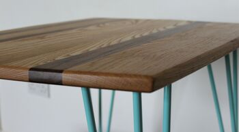 Hairpin Leg Coffee Table Solid Ash Oak Walnut Stripe, 3 of 10