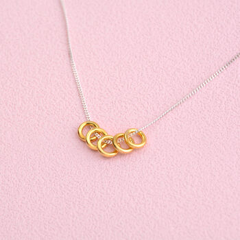 50th Birthday Five Gold Rings Charm Necklace, 4 of 7