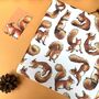 Red Squirrel Watercolour Wrapping Paper, thumbnail 7 of 12