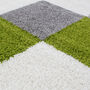 The Rugs Geometric Shaggy Rug Green Checkered Rug, thumbnail 5 of 12