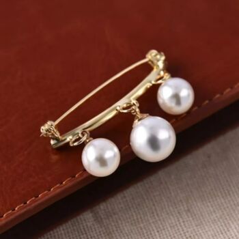 Three White Pearl Brooch Sweater Schoolbag Pin, 4 of 7