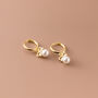 Sterling Silver Pearl Hoop Earring With Bow Design, thumbnail 5 of 8