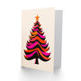 Vibrant Tree Orange Pink Fuchsia Xmas Christmas Card, thumbnail 2 of 4