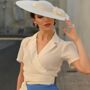 Greta Blouse In Powder Blue Vintage 1940s Style, thumbnail 2 of 2