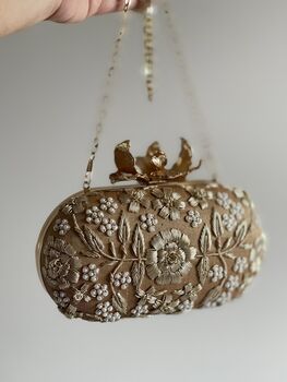 Roselyn Gold Floral Clutch, 3 of 6