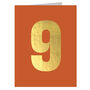 Mini Gold Foiled Number Nine Card, thumbnail 2 of 5