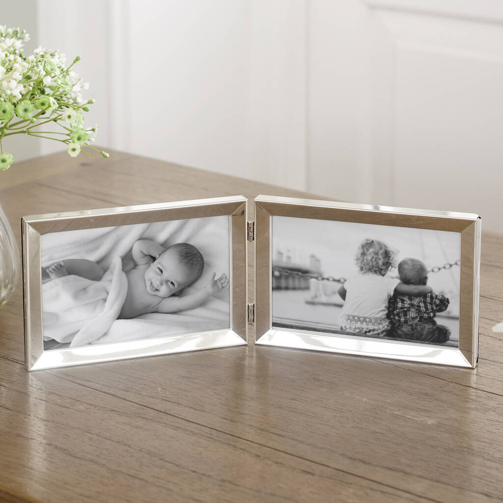 Silver Oblong Double Hinged Photo Frame By Jodie Byrne