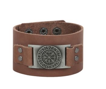 Mens Viking Compass Real Leather Cuff Bracelet, 2 of 5