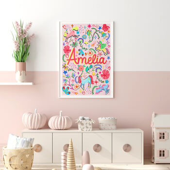 Light Pink Unicorn Name Print Set, 5 of 12