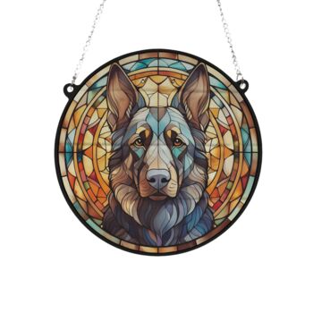 German Shepherd Black Stained Glass Effect Suncatcher, 3 of 5