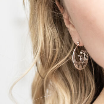 Sterling Silver Great Wave Hoops, 2 of 5