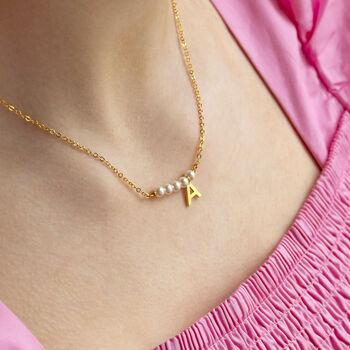 Asymmetric Pearl Bar Initial Necklace, 5 of 10