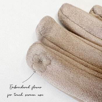 Vincent Sunflower Suede Fabric Touch Screen Gloves, 6 of 8