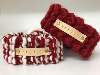 Hand Knitted And Personalised Dog Scarf, 6 of 9