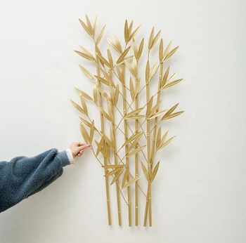 Luxury Gold Metal Bamboo Leaf Wall Art Decor, 4 of 5