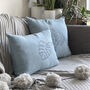 Blue Linen Embroidered Cushion Cover, thumbnail 2 of 6