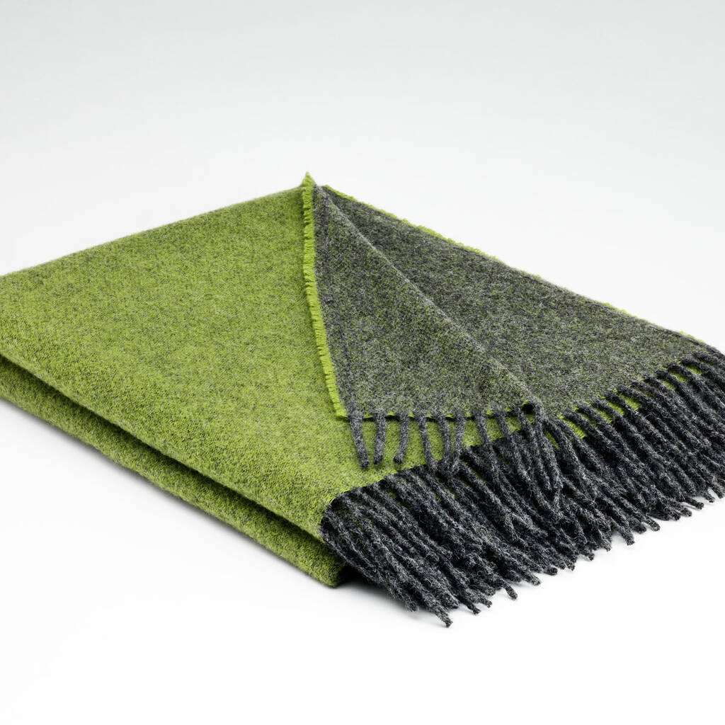 Grass Green Reversible Wool Throw By Tolly McRae