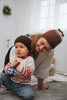 Christmas Pudding Hat And Booties Set, 2 of 7