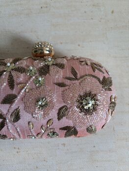 Pink Embroidered Handcrafted Clutch Bag, 7 of 12