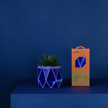 Origami Self Watering Eco Plant Pot: 11cm | Navy, 3 of 6