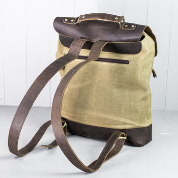 Leather And Canvas Large Backpack, 4 of 11