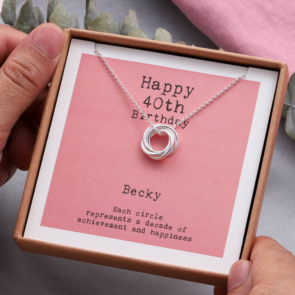 Sterling Silver Happy 40th Birthday Necklace, 1 of 4