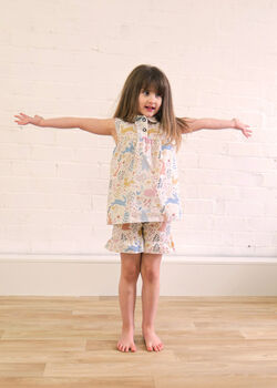Girls Bouncing Bunny Spring Cotton Short Pyjama Set, 3 of 8