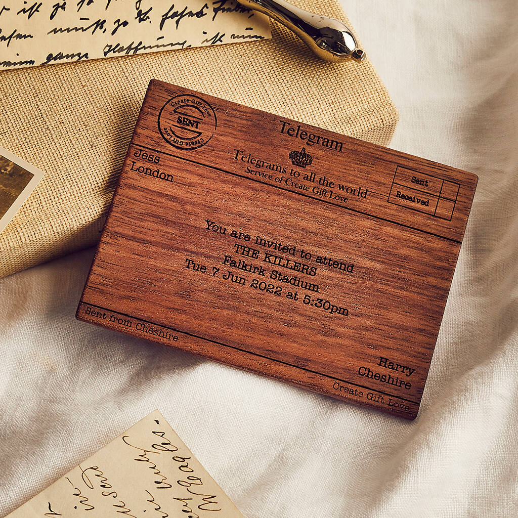 Personalised Wood Telegram, 1 of 4
