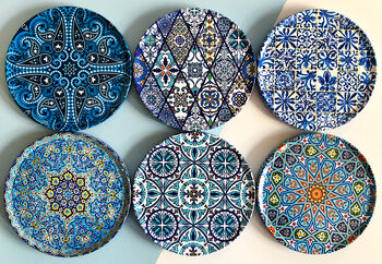 Set Of Six Mediterranean Pattern Coaster| Gifts For Her, 2 of 8
