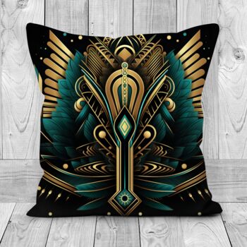 Celestial Aviary Art Deco Crane Poly Linen Cushion, 4 of 7