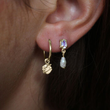 Oval Moonstone And Pearl Earrings 9ct Gold Or Silver, 7 of 7