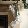 Personalised Beige Gingham Stocking Velvet Bow, thumbnail 1 of 6