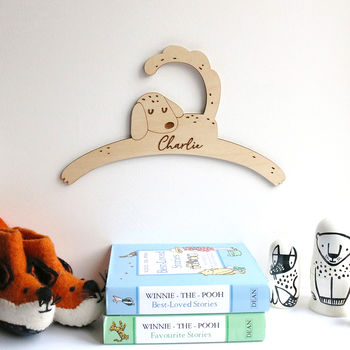 Personalised Childrens Coat Hanger With Dog Design, 6 of 6