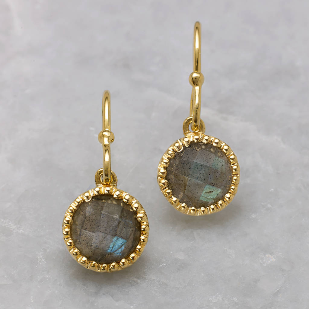 18k Gold Vermeil Rose Quartz Drop Earrings By Sharon Mills London 18k Gold Vermeil Rose Quartz Drop Earrings