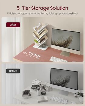 Five Tier Tree Bookshelf Bookcase Wooden Shelves, 3 of 6