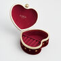 Red Velvet Embroidered Heart Jewellery Box, thumbnail 3 of 6