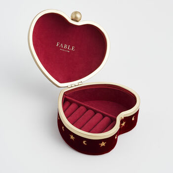 Red Velvet Embroidered Heart Jewellery Box, 3 of 6