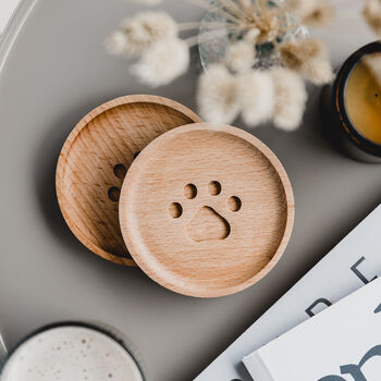Paw Print Wooden Coaster, 2 of 3