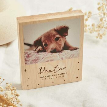 Personalised Wooden Photo Block With Pet Name, 2 of 3
