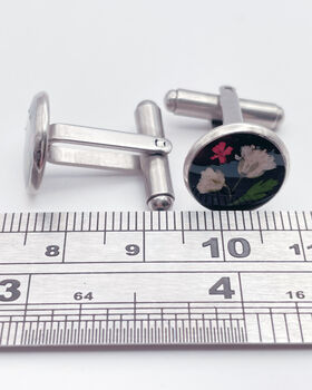 Cufflinks Real Flowers Leaves Hand Made 12mm, 6 of 11